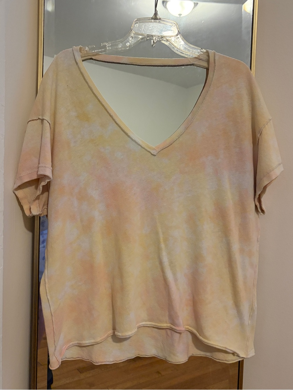Free People Pastel Tie-Dye V-Neck Short Sleeve Top